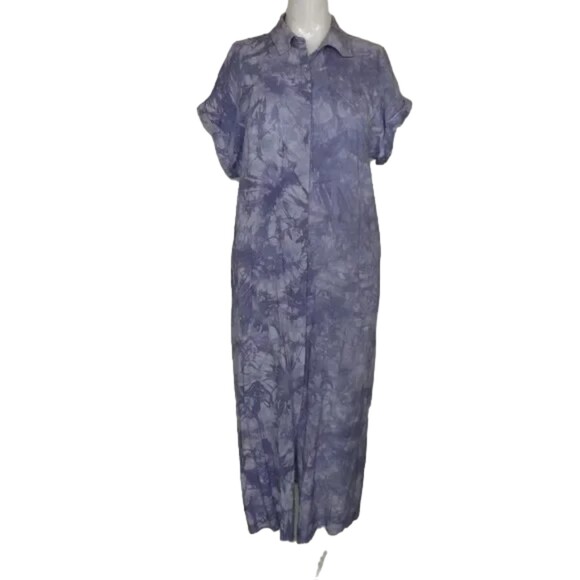 LULUS Shirt Dress, XS, Purple Tie-dye, Short sleeve, button front, Rayon - Picture 10 of 13